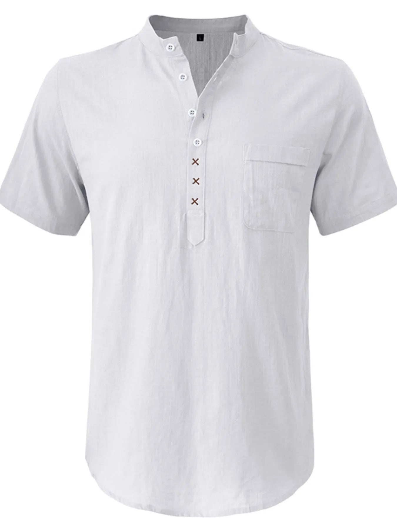 Men's Casual Collar Short Sleeve Linen Polo Shirt - Men's Polo shirt by Trendsi | Available at Handbags Specialist Headquarter