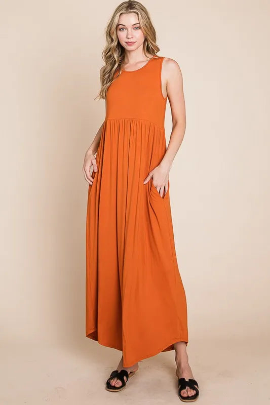 BOMBOM Sleeveless Maxi Dress with Pockets - Maxi Dress by Trendsi | Available at Handbags Specialist Headquarter