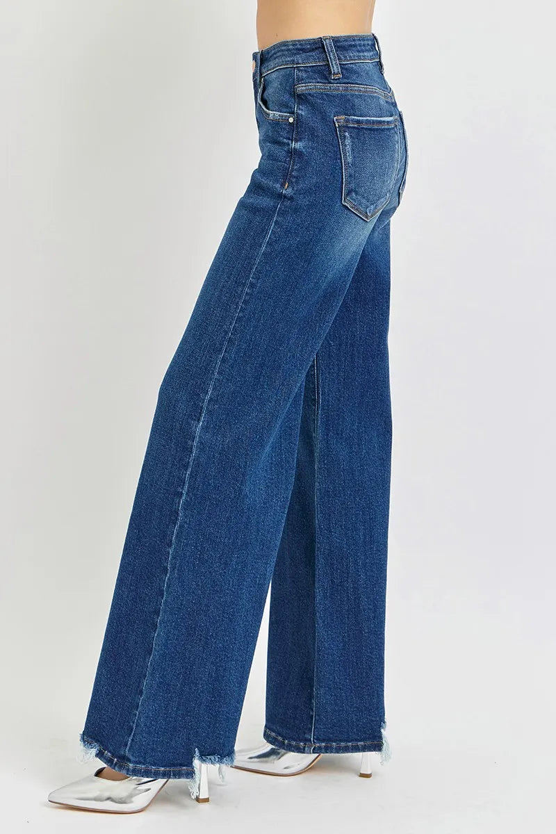 RISEN Full Size Mid Rise Wide Jeans Plus Size - Women / Jeans & Denim by Trendsi | Available at Handbags Specialist Headquarter
