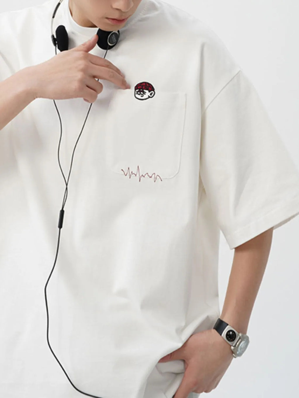 Men's Plus Size Round Neck Embroidered T-Shirt - Men's T-Shirt by Trendsi | Available at Handbags Specialist Headquarter