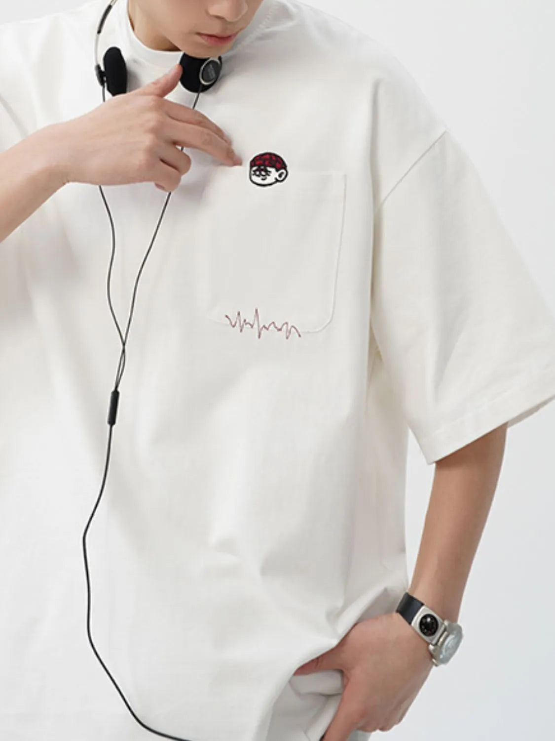 Men's Plus Size Round Neck Embroidered T-Shirt - Men's T-Shirt by Trendsi | Available at Handbags Specialist Headquarter