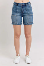Judy Blue Full Size High Rise Denim Shorts Plus Size - Women / Jeans & Denim by Trendsi | Available at Handbags Specialist Headquarter