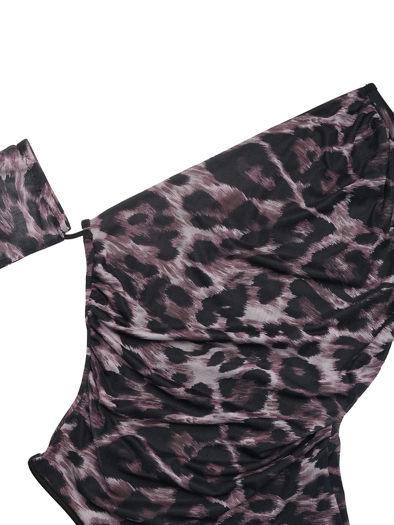 Leopard Print One Shoulder Long Sleeve Bodysuit - Tops by Trendsi | Available at Handbags Specialist Headquarter