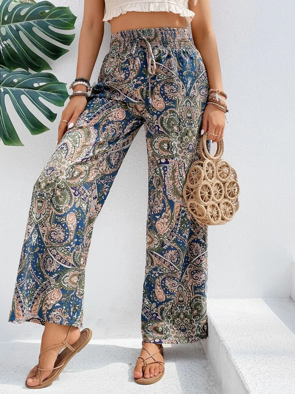 Printed Wide Leg Pants - Women Pants by Trendsi | Available at Handbags Specialist Headquarter
