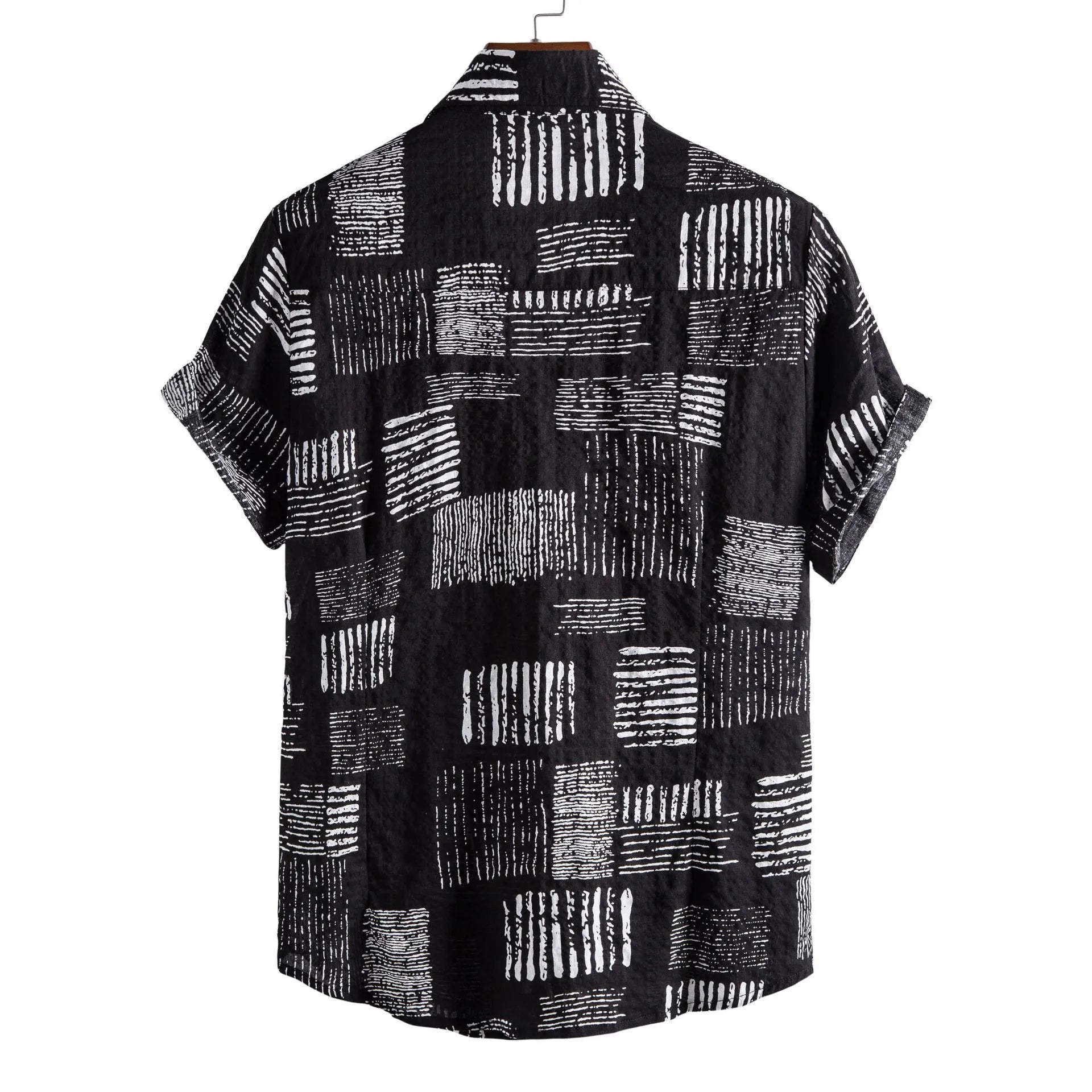 Men's Plus Size Casual Printed Short Sleeve Shirt - mens-shirts by Trendsi | Available at Handbags Specialist Headquarter