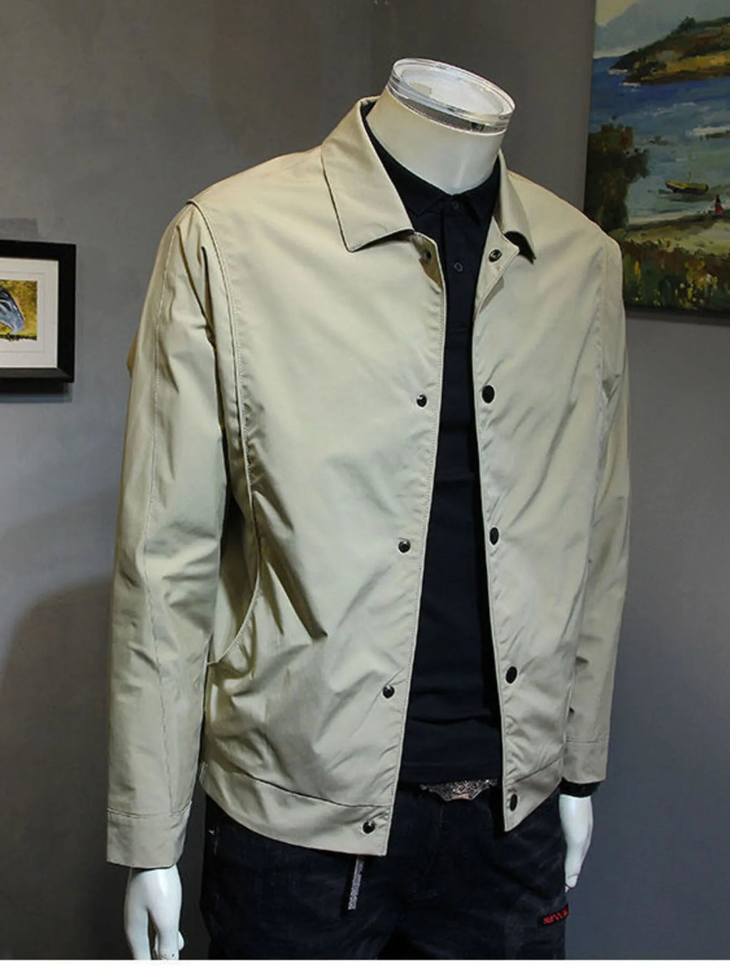 Men's Plus Size Snap Down Long Sleeve Jacket - Men's jackets by Trendsi | Available at Handbags Specialist Headquarter