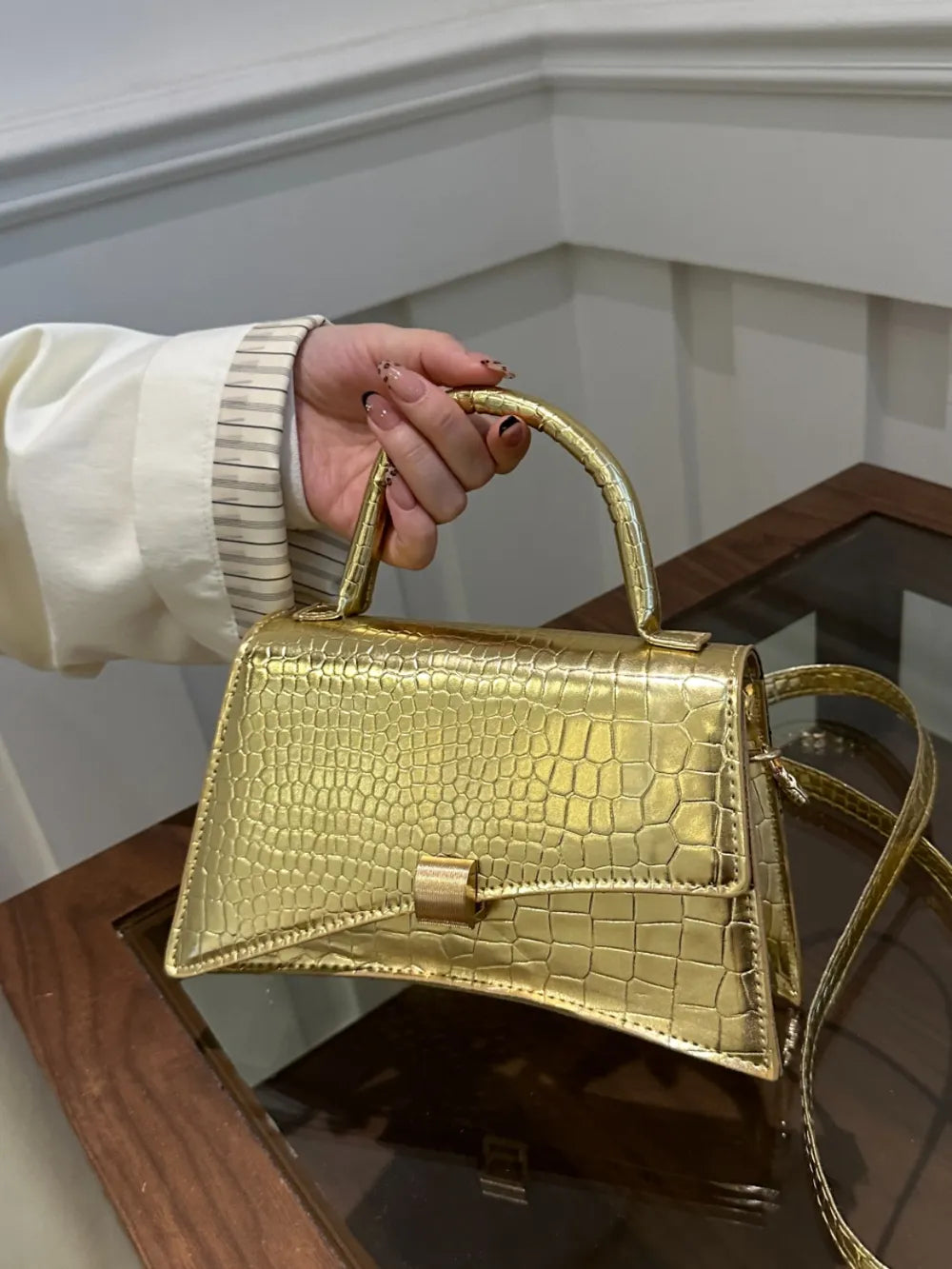 Solid Color PU Leather Handbag - handbags by Trendsi | Available at Handbags Specialist Headquarter