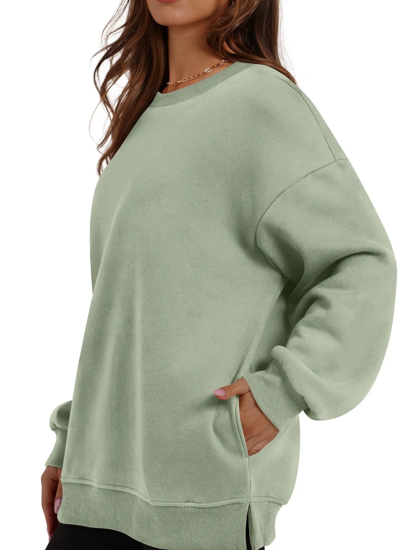 Oversized Long Sleeve Crewneck Sweatshirt - Tops by Trendsi | Available at Handbags Specialist Headquarter