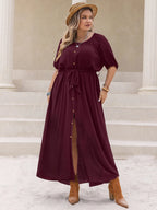 Plus Size Round Neck Half Sleeve Dress - Dresses by Trendsi | Available at Handbags Specialist Headquarter