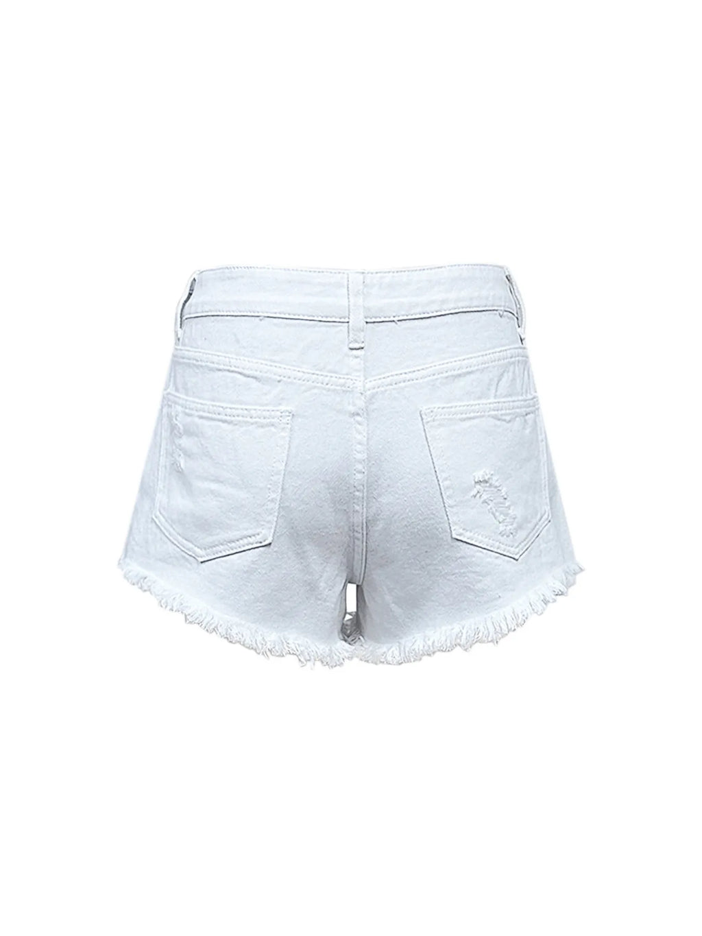Raw Hem High Waist Denim Shorts - Women / Jeans & Denim by Trendsi | Available at Handbags Specialist Headquarter