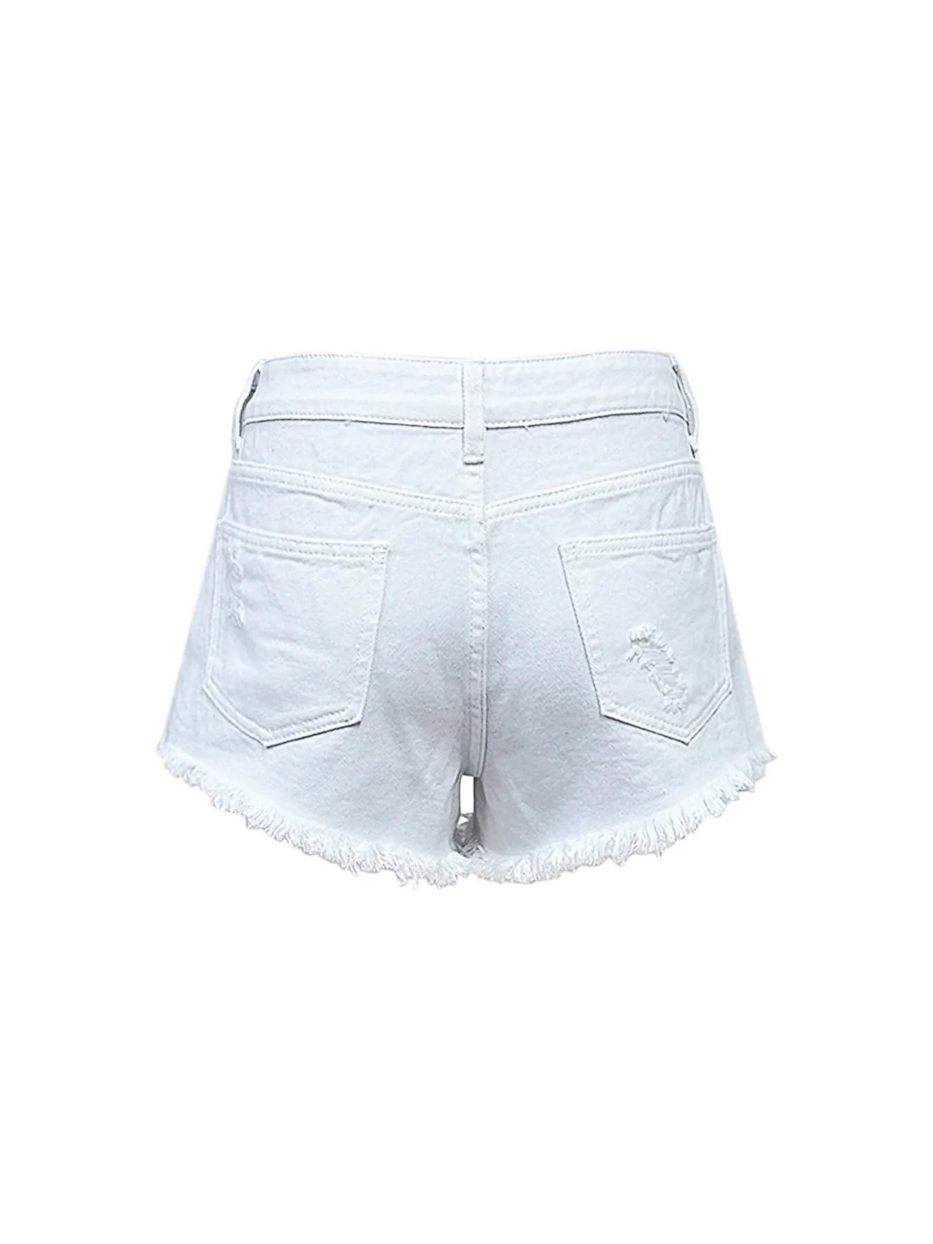 Raw Hem High Waist Denim Shorts - Women / Jeans & Denim by Trendsi | Available at Handbags Specialist Headquarter