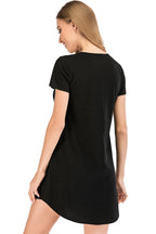 Graphic Round Neck Short Sleeve Lounge Dress - Sleepwear by Trendsi | Available at Handbags Specialist Headquarter