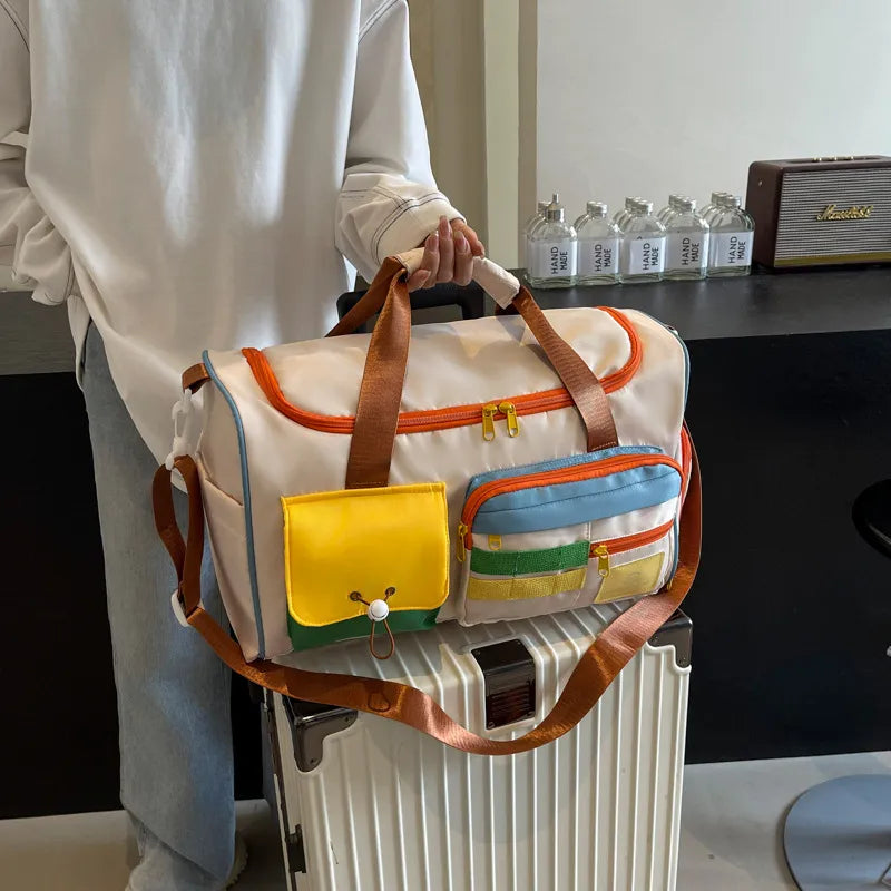 Color Block Multi-Pockets Travel Bag - travel-bag by Trendsi | Available at Handbags Specialist Headquarter