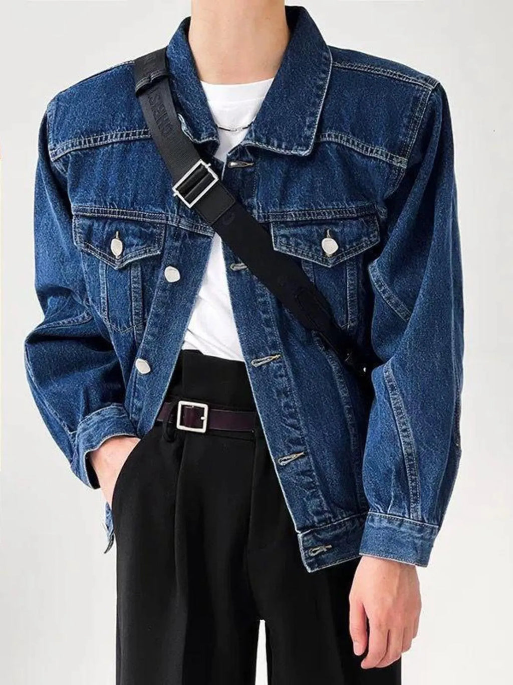 Men's Plus Size Button Up Long Sleeve Denim Jacket - Men's jackets by Trendsi | Available at Handbags Specialist Headquarter