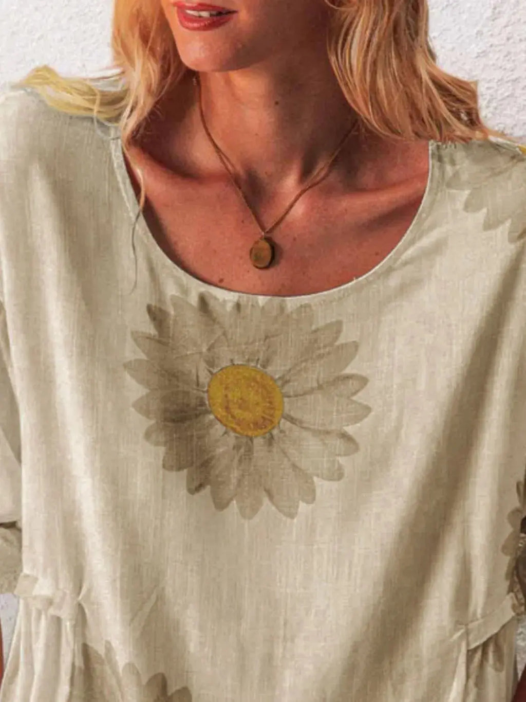 Full Size Flower Round Neck Half Sleeve T-Shirt Plus Size - Women Plus Size by Trendsi | Available at Handbags Specialist Headquarter