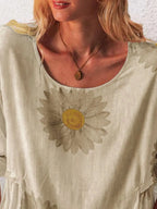 Full Size Flower Round Neck Half Sleeve T-Shirt Plus Size - Women Plus Size by Trendsi | Available at Handbags Specialist Headquarter