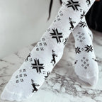 Christmas Element Bowknot Ribbed Trim Over Knee Stockings - Sleepwear by Trendsi | Available at Handbags Specialist Headquarter