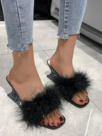 Fluffy Strap Block Heel Sandals - Women Sandals by Trendsi | Available at Handbags Specialist Headquarter