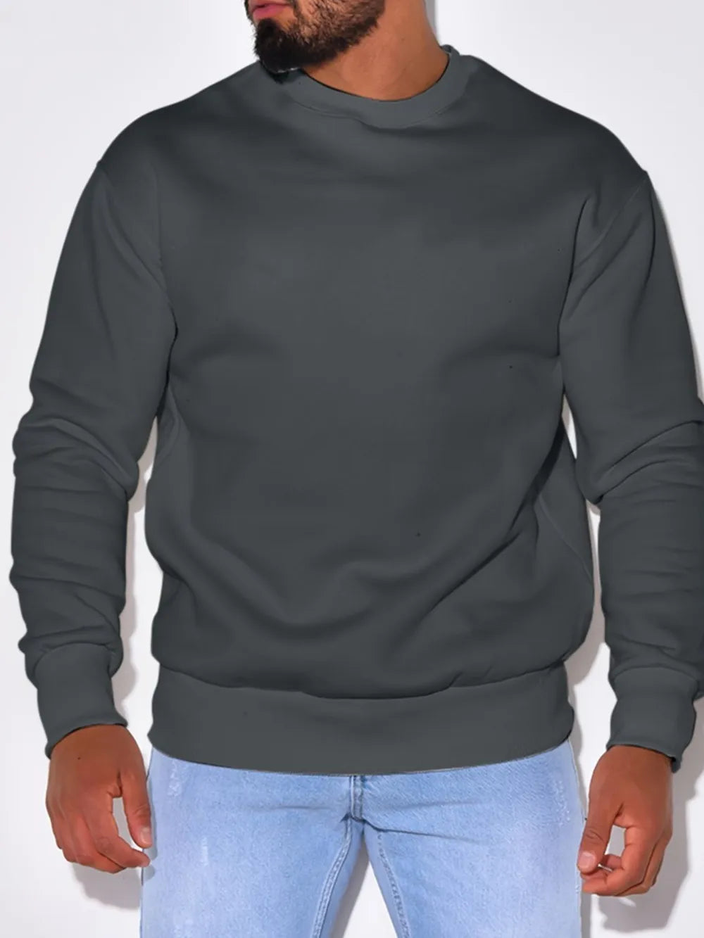 Men's Plus Size Round Neck Sweatshir - Men's Sweatshirts by Trendsi | Available at Handbags Specialist Headquarter