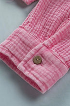 Button Down Collared Neck Long Sleeve Shirt - Women's Down Shirt Tops by Trendsi | Available at Handbags Specialist Headquarter