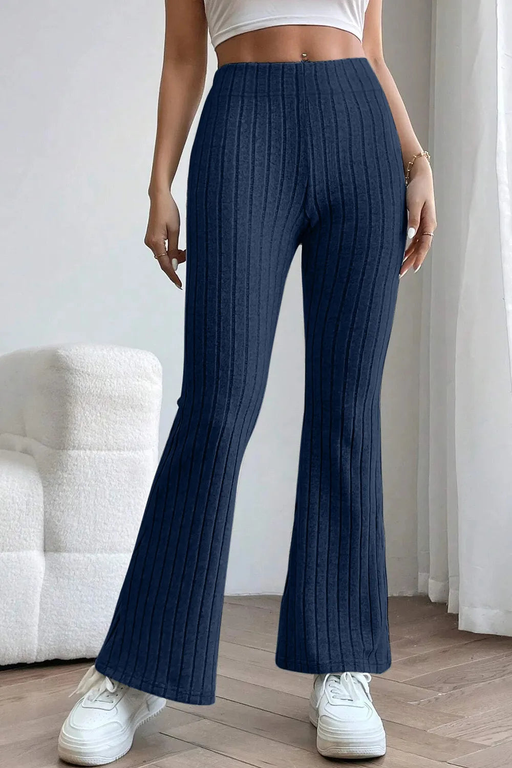 Basic Bae Full Size Ribbed High Waist Flare Pants - Women Pants by Trendsi | Available at Handbags Specialist Headquarter