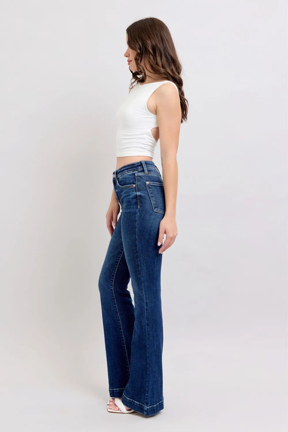 Judy Blue Full Size High Rise Flare Jeans with Pockets Plus Size - Women / Jeans & Denim by Trendsi | Available at Handbags Specialist Headquarter