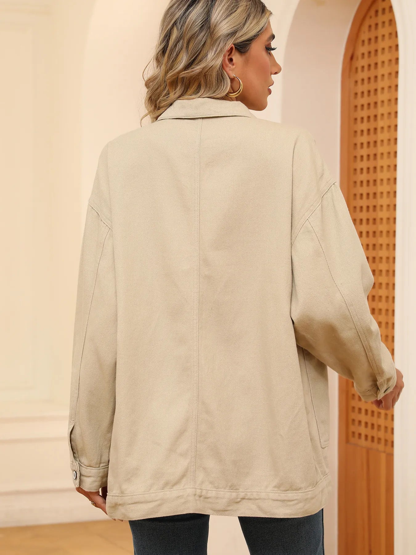 Button Up Long Sleeve Denim Jacket - Tops by Trendsi | Available at Handbags Specialist Headquarter