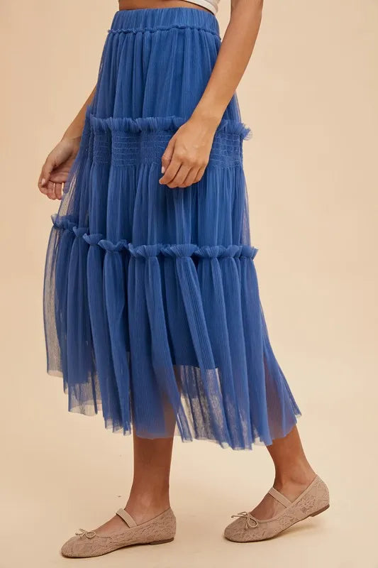Annie Wear Tulle Tiered Midi Skirt - Skirts by Trendsi | Available at Handbags Specialist Headquarter