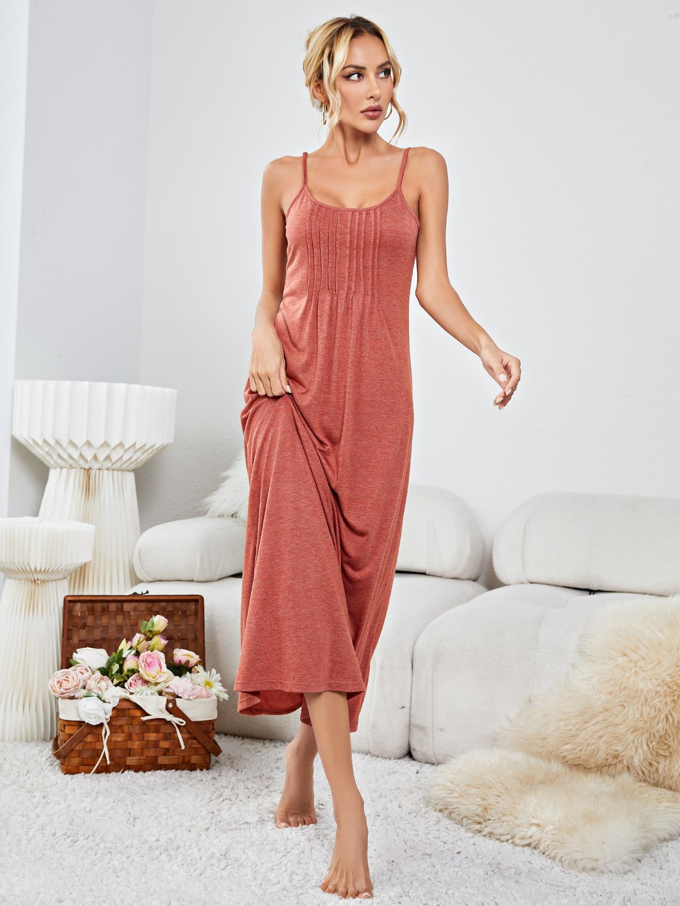 Scoop Neck Spaghetti Strap Night Dress - sleepwear by Trendsi | Available at Handbags Specialist Headquarter