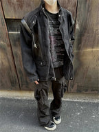 Men's Zip Up Long Sleeve Denim Jacket - Men's jackets by Trendsi | Available at Handbags Specialist Headquarter