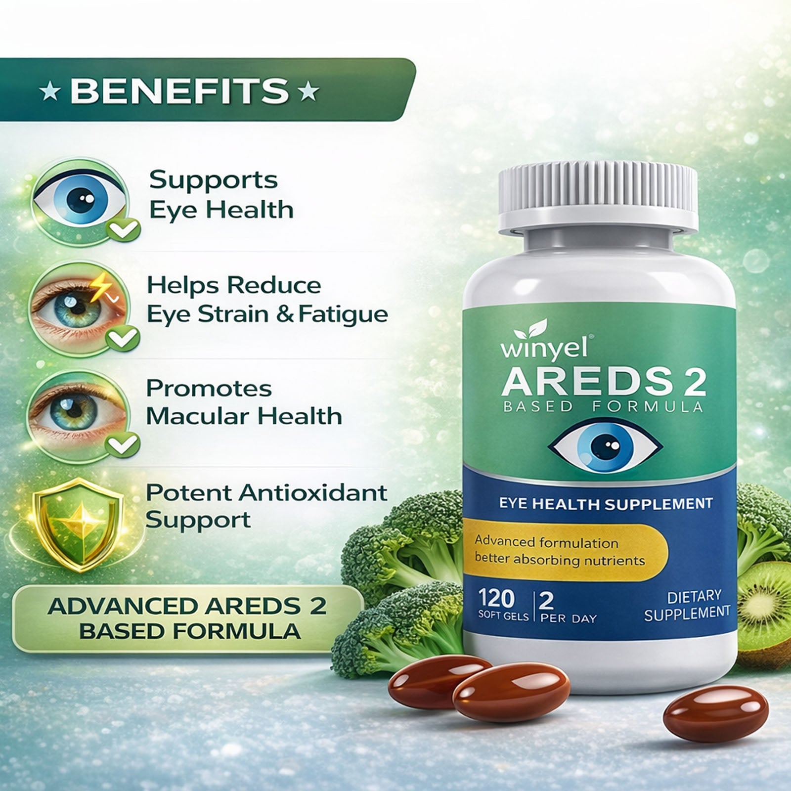 AREDS 2 Eye Vitamin & Mineral Supplement, 120 Softgels