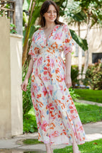 Floral Deep V Slit Maxi Dress - Maxi Dress by Trendsi | Available at Handbags Specialist Headquarter