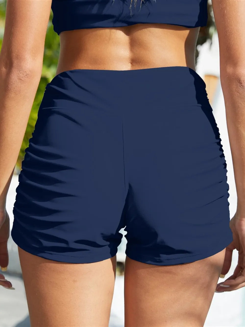FAM-FAM Ruched Mid-Rise Waist Swim Shorts -  by Trendsi | Available at Handbags Specialist Headquarter