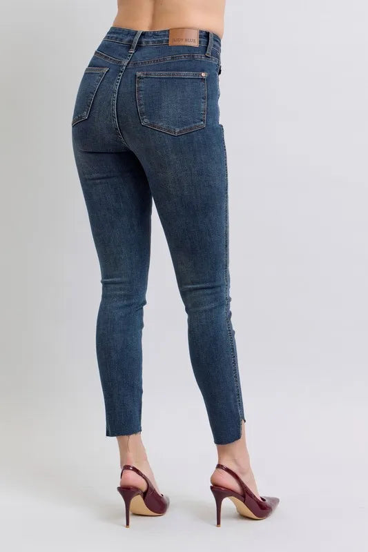 Judy Blue Full Size High Waist Tummy Control Step Hem Skinny Jeans Plus Size - Women / Jeans & Denim by Trendsi | Available at Handbags Specialist Headquarter