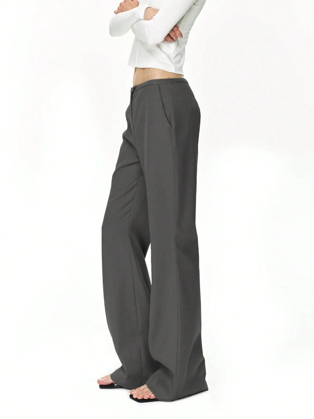 High Waist Flare Leg Trousers - Women Pants by Trendsi | Available at Handbags Specialist Headquarter