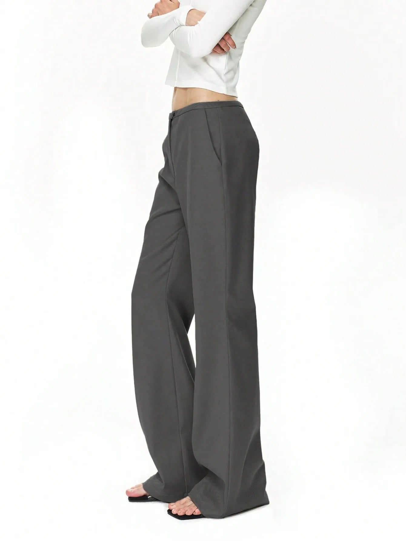 High Waist Flare Leg Trousers - Women Pants by Trendsi | Available at Handbags Specialist Headquarter