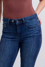 Judy Blue Full Size Mid Rise Skinny Jeans with Raw Hem Plus Size - Women / Jeans & Denim by Trendsi | Available at Handbags Specialist Headquarter