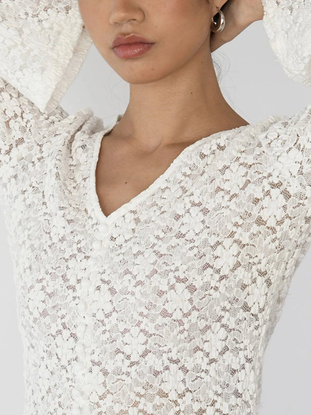 Lace V-Neck Flare Sleeve T-Shirt - Tops by Trendsi | Available at Handbags Specialist Headquarter