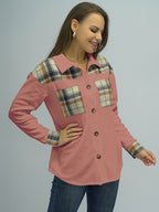 Shiny Plaid Button Down Shirt - Women's Down Shirt Tops by Trendsi | Available at Handbags Specialist Headquarter