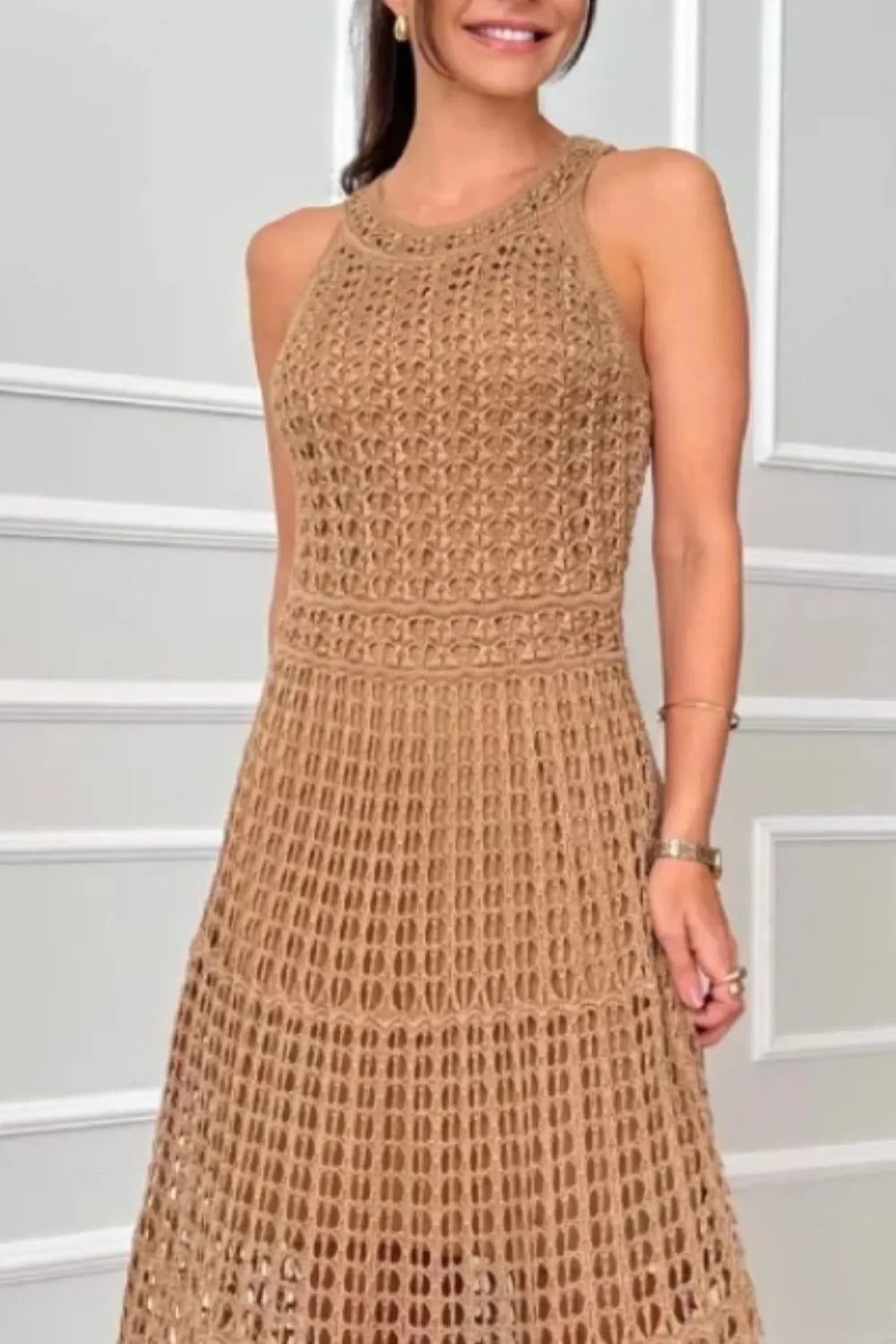 Hollowed-Out Sleeveless Maxi Dress - Maxi Dress by Trendsi | Available at Handbags Specialist Headquarter