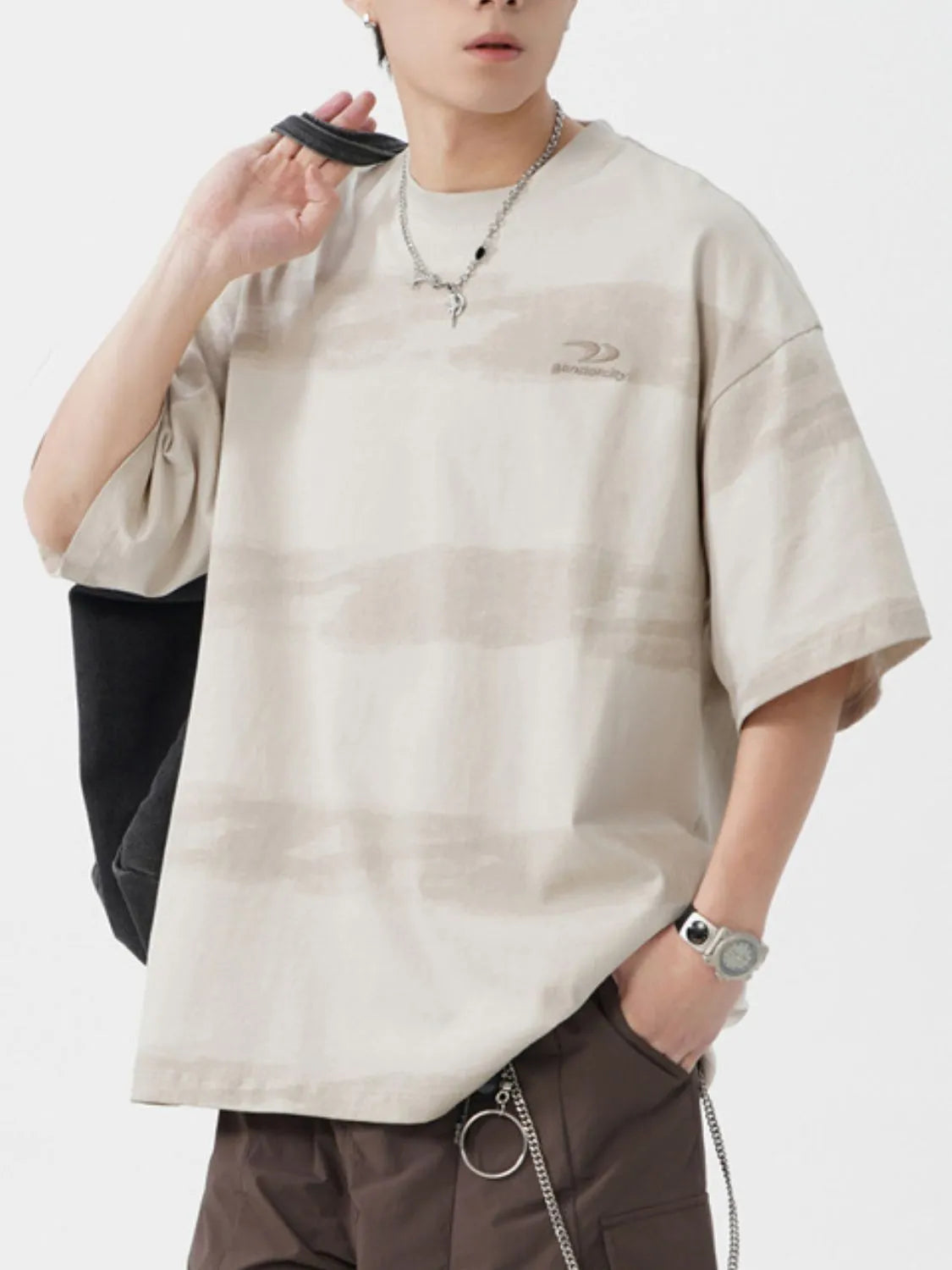 Men's Plus Size Basic style Round Neck Striped T-Shirt - Men's T-Shirt by Trendsi | Available at Handbags Specialist Headquarter