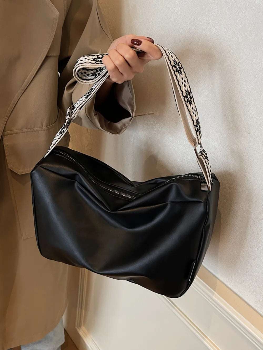 PU Leather Adjustable Strap Crossbody Bag - Crossbody Bag by Trendsi | Available at Handbags Specialist Headquarter