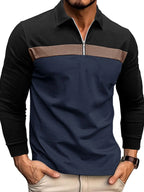 Men's Color Block Long Sleeve Polo Shirt - Men's Polo shirt by Trendsi | Available at Handbags Specialist Headquarter