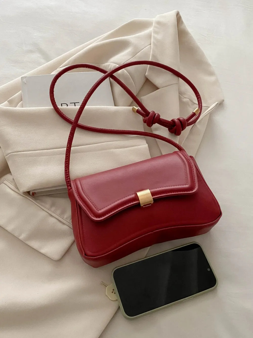 Knotted Strap PU Leather Handbag - handbags by Trendsi | Available at Handbags Specialist Headquarter