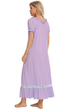 Lace Detail Short Sleeve Lounge Dress - Sleepwear by Trendsi | Available at Handbags Specialist Headquarter