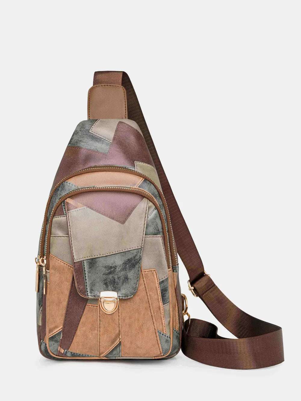 PU Leather Color Block Crossbody Bag - Crossbody Bag by Trendsi | Available at Handbags Specialist Headquarter