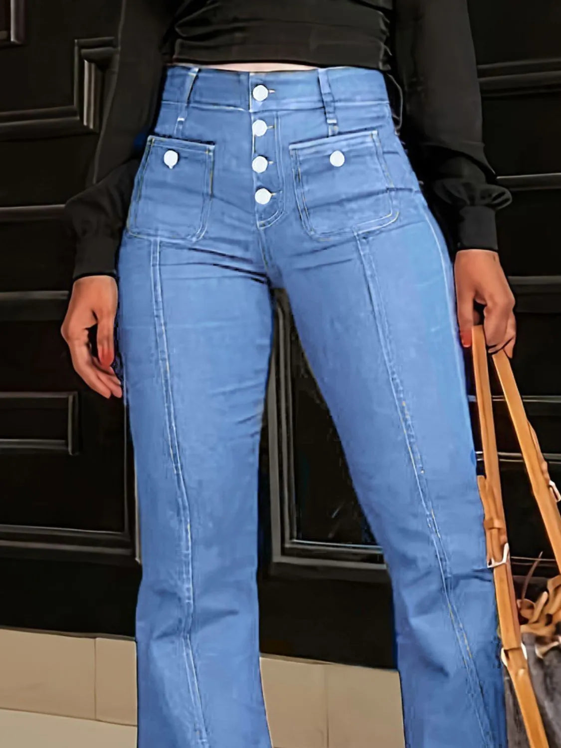 Flare Jeans with Pockets - Women / Jeans & Denim by Trendsi | Available at Handbags Specialist Headquarter