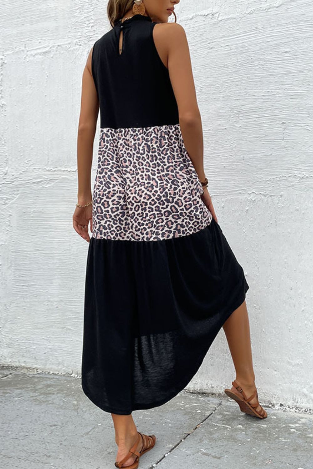 Perfee Leopard Contrast Sleeveless Maxi Dress - Maxi Dress by Trendsi | Available at Handbags Specialist Headquarter