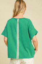 Umgee Full Size Mineral Wash T-Shirt with Lace Applique Plus Size - Dresses by Trendsi | Available at Handbags Specialist Headquarter