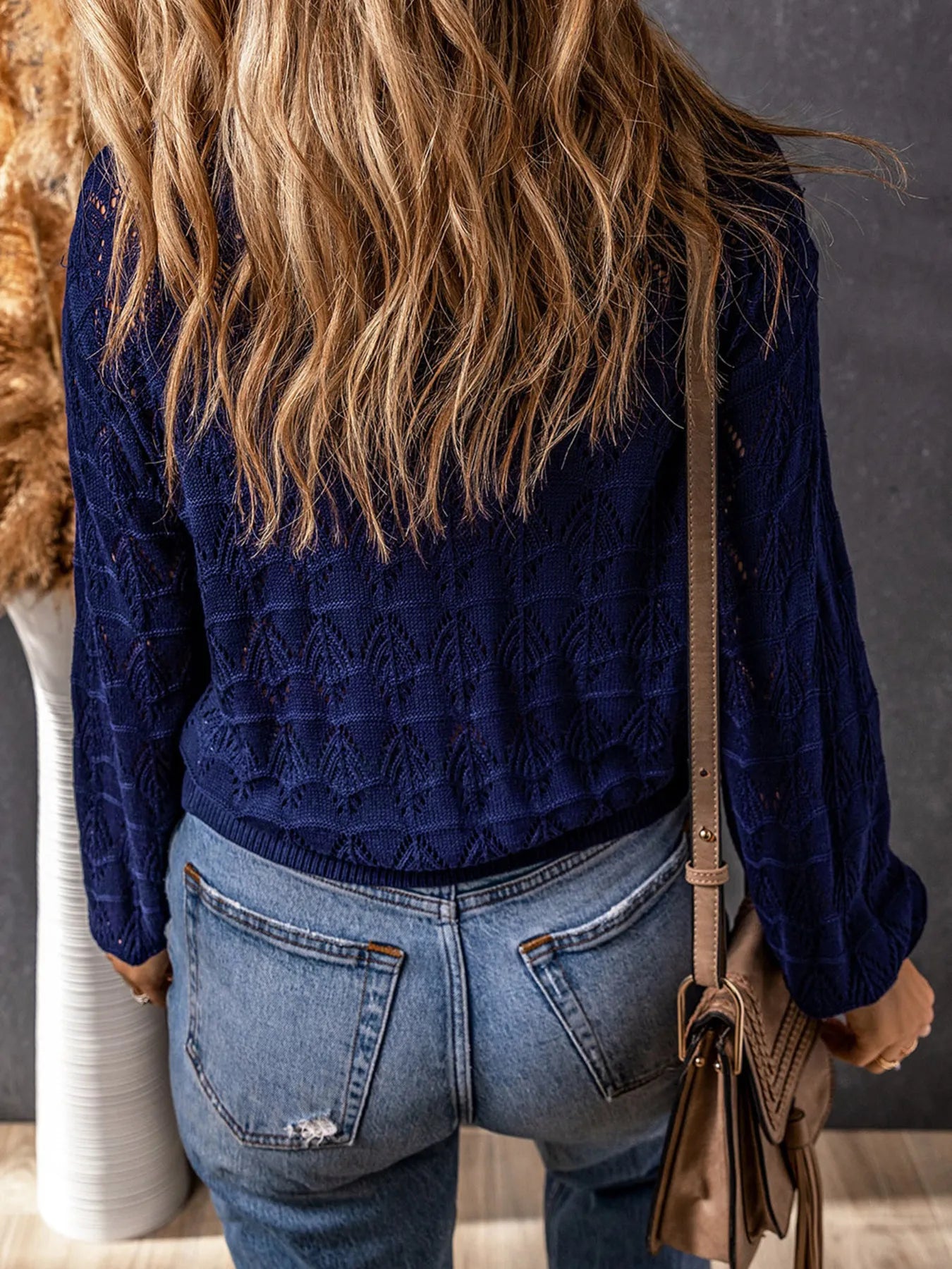 Buttoned Front Openwork Cardigan - Tops by Trendsi | Available at Handbags Specialist Headquarter